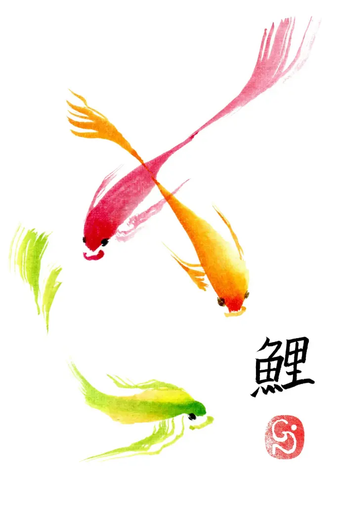 Carte double série 'Japonaise' - Les carpes 034 - 10x15cm + envel.