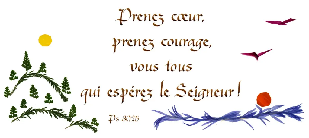 Carte série 'Citations - 'Psaumes' - 'Prenez coeur, prenez courage, ...' - 10,5x21cm + envel.