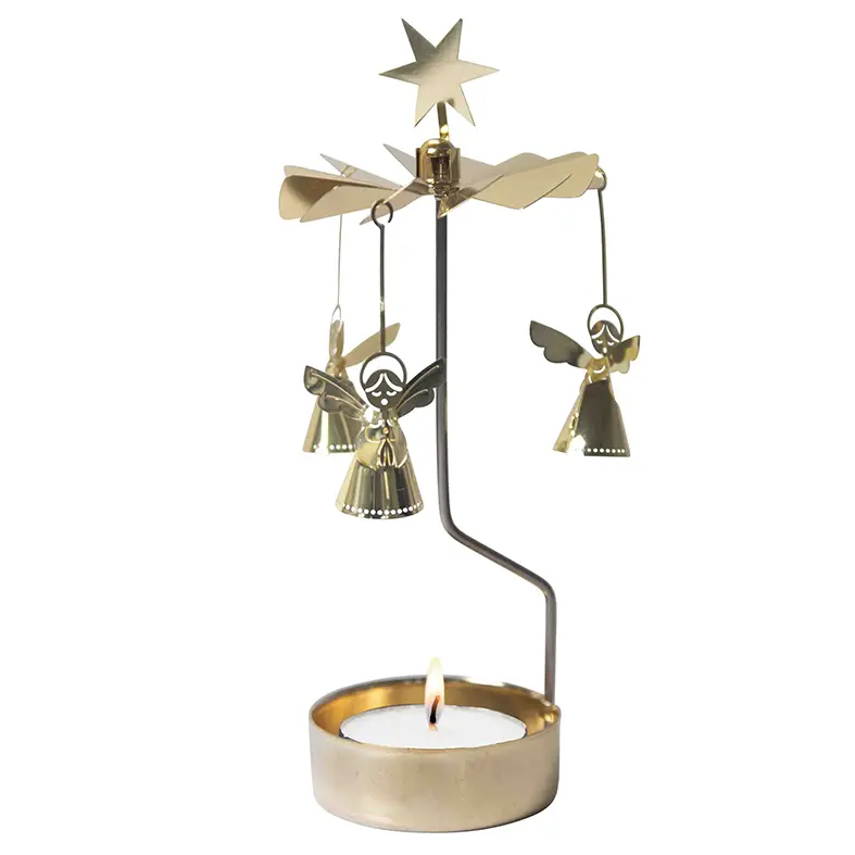 Rotor Theelichter - engel/verguld -16cm