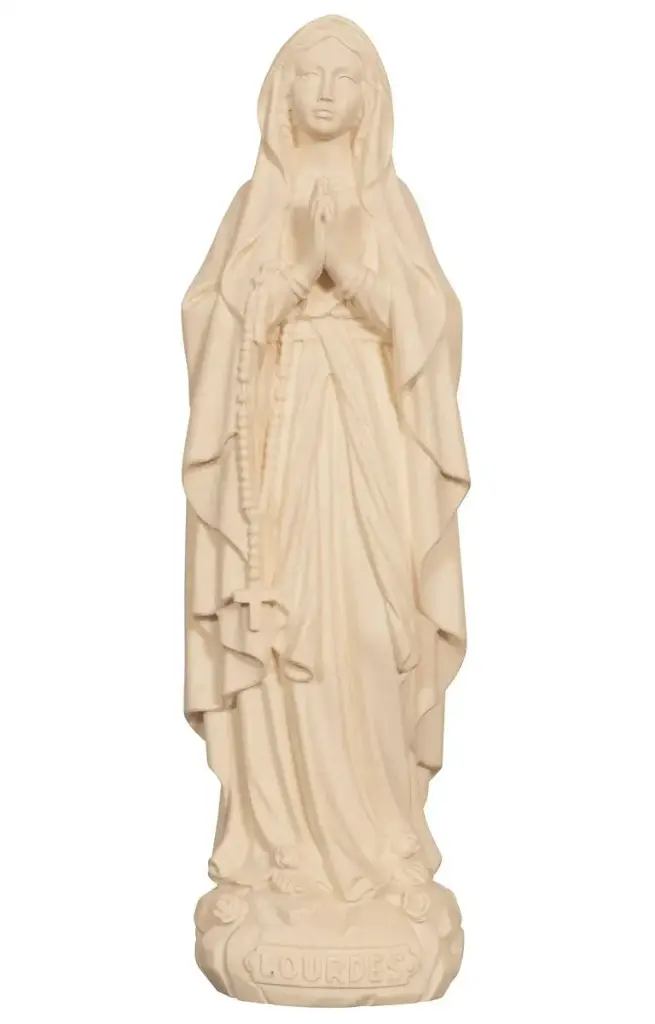 Beeld Lourdes - houtsnij/natuur - 11cm