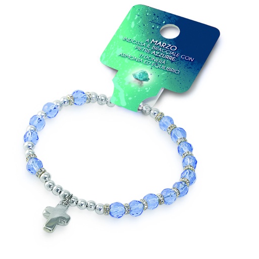 [ARM-35BDM03] Armband v/d maand 'Maart' - imitatie kristal/aquamarijn blauw (Ø6mm)