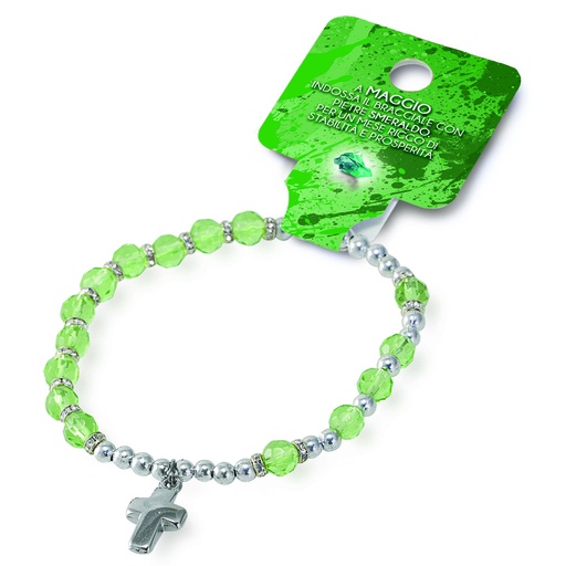 [ARM-35BDM05] Bracelet du mois 'Mai' - imitatie kristal/émeraude (Ø6mm)