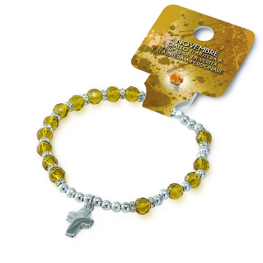 [ARM-35BDM11] Bracelet du mois 'Novembre' - imitation cristal/Topaze jaune (Ø6mm)