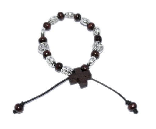 [ARM-35BEN816] Bracelet/corde - St Benoit - bois (6x5mm)