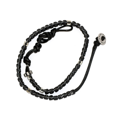 [ARM-40CU20] Armband/rozenkrans met flexible sluiting - hout/blokjes helder