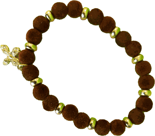 [ARM-40VEL01RS] Armband flexibel met fluwelen bolletjes - rood (Ø8mm)