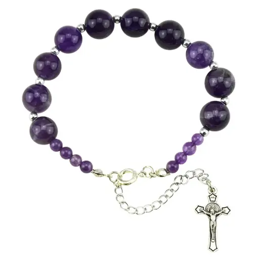 [ARM-72BCA005] Armband - Natuursteen/amethist (Ø10mm)