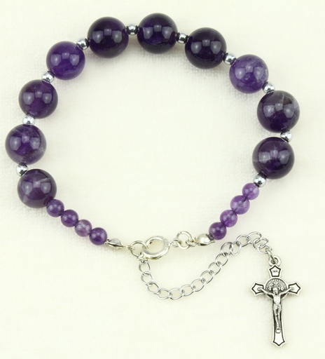 [ARM-72BCA005] Bracelet - pierre naturel - améthiste (Ø10mm)