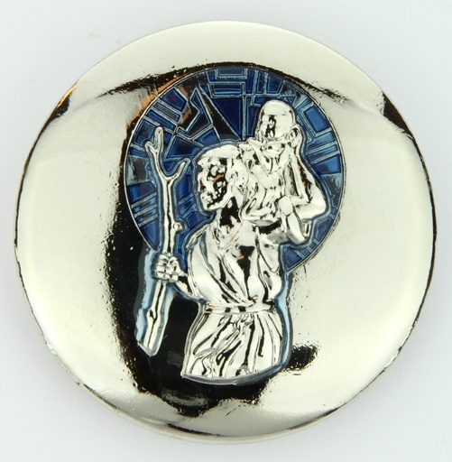 [ATM-46KRI089BL] Automagneet vitro/blauw - St Kristoffel (Ø40mm)