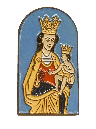 [ATM-58VEGA] Aimant frigo Vierge et Enfant - céramique/bleu (85x48mm)
