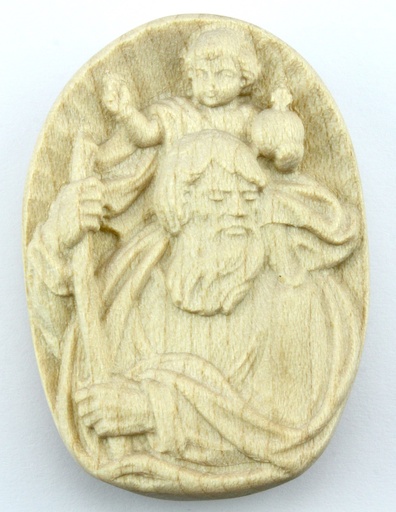 [ATM-69KRI908N] Hl.Christophorus-Medaillon - wood (65x42mm)