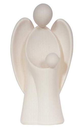 [BLD-57EGBJ09N] Statue Ange Gardien/garçon - bois sculpt/natur - 9cm