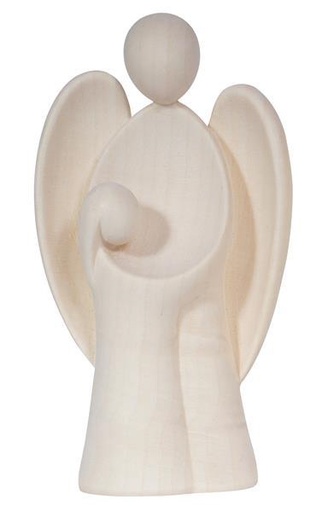 [BLD-57EGBM09N] Statue Ange Gardien/Fille - bois sculp/natur - 9cm