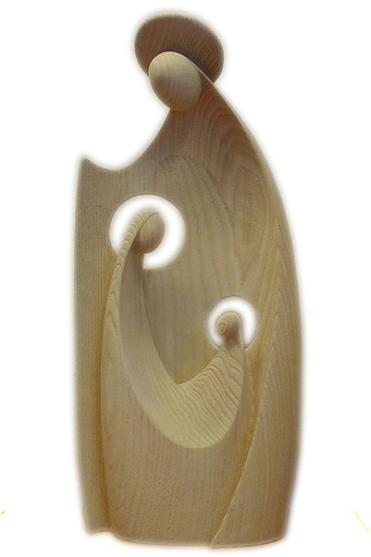 [BLD-57FAM10N] Statue Ste Famille/moderne - bois sculpt/natur - 10cm