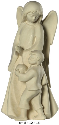 [BLD-69EGBJ8N] Schutzengel mit Junge - 8cm - Natur