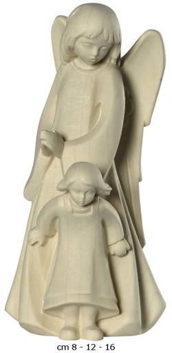 [BLD-69EGBM8N] Statue Ange Gardien/fille - bois sculpt/natur - 8cm