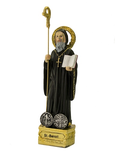 [BLD-80BEN12] Statue St Benoît - résine - 12cm