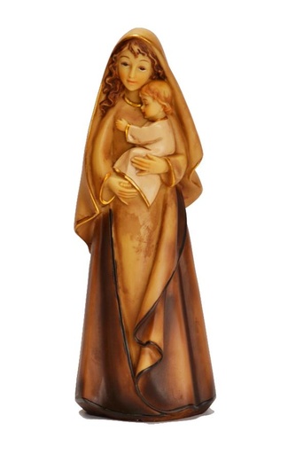 [BLD-80OLK12M91] Beeld OLV & kind - polystone/bruin - 12cm