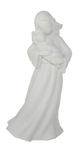 [BLD-93FAB21WT] Meisje met baby - kunsthars/wit - 13 cm