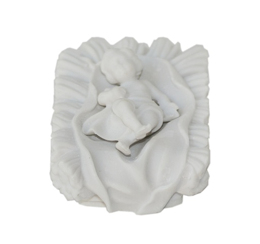 [BLD-93JKW49WT] Jezus in kribbe - kunsthars/wit - 6 cm