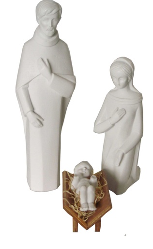 [BLD-93RBA242] Nativiteit 3 stuks  - kunsthars/wit - 43*12 c