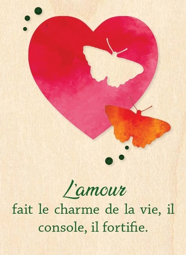 [CRT-04WC003] Wenskaart hout - 10x14cm - L'amour fait la charme de la vie.