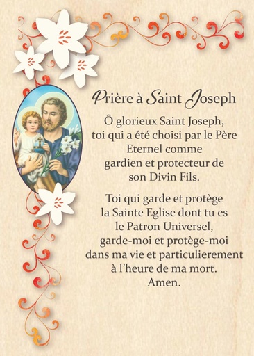 [CRT-04WC040] Carte en bois - 10x14cm - Prière … Saint Joseph