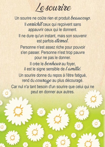 [CRT-04WC059] Wenskaart hout - 10x14cm - Le Sourire