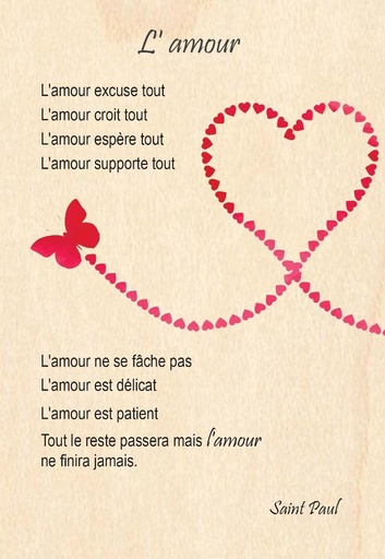 [CRT-04WC063] Wenskaart hout - 10x14cm - L'amour/St Paul