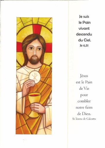 [CRT-18VET134] Carte vitrail - Communion/Je suis le Pain... - 10,5x15cm/cel
