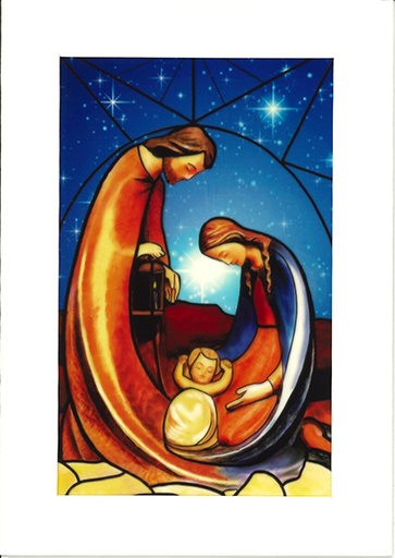 [CRT-18VIT1] Kerstkaart/vitro-dubbel - H. Familie - cello+omslag (110x150mm)