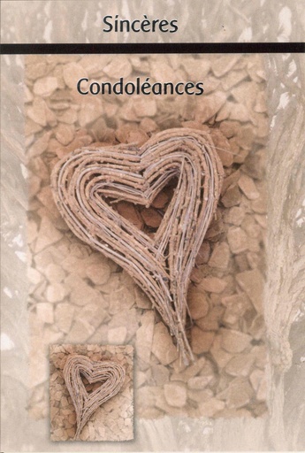[CRT-19CON114] Carte double/cello+envelloppe -'Sincères condoléances' (120x170mm)
