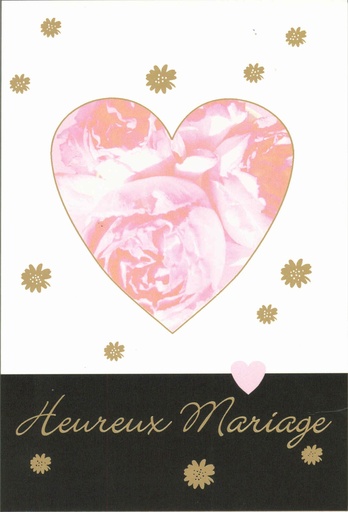 [CRT-19MAR7F] Wenskaart/omslag+cello - 'Heureux Mariage' (120x170mm)