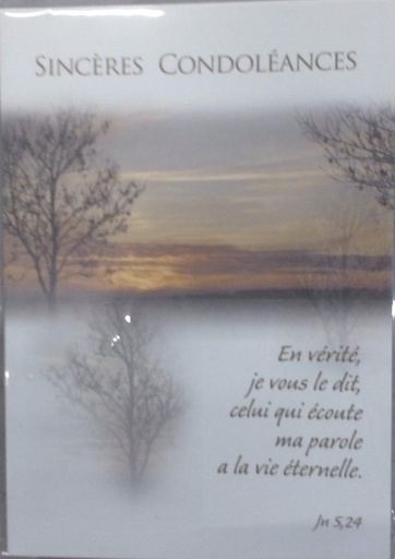 [CRT-21CS251] Carte simple 10x15cm - Sincères Condoléances. En vérité ...