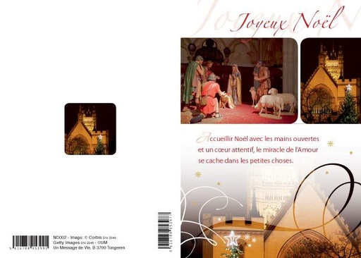 [CRT-21ND002] Carte double Noël - 10,5x15cm - Accueillir Noël - sous cello+enveloppe