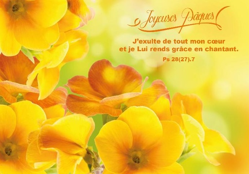 [CRT-31CS041] Kaart 10,5x15cm - Joyeuses Pâques. J'exulte de tout ... Ps 28(27),7