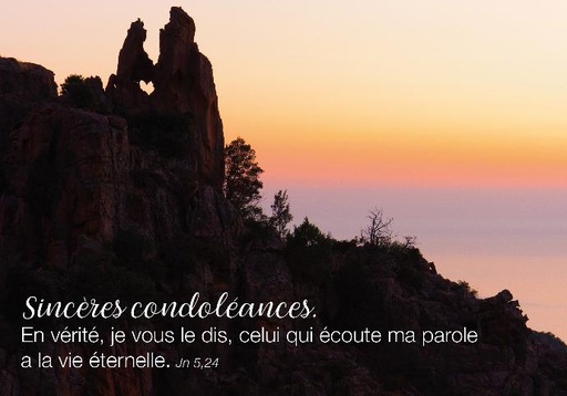 [CRT-31CS044] Kaart 10,5x15cm - Sincères Condoléances En vérité ... Jn 5,2