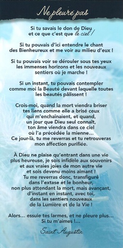 [CRT-31CT007] Carte texte 10.5x21cm + enveloppe - Ne pleure pas