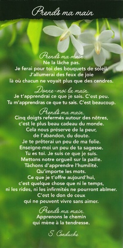 [CRT-31CT020] Carte texte 10.5x21cm + enveloppe - Prends ma main