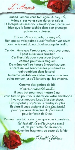 [CRT-31CT026] Tekstkaart 10,5x21cm + enveloppe - L'amour (K.Gibrun)