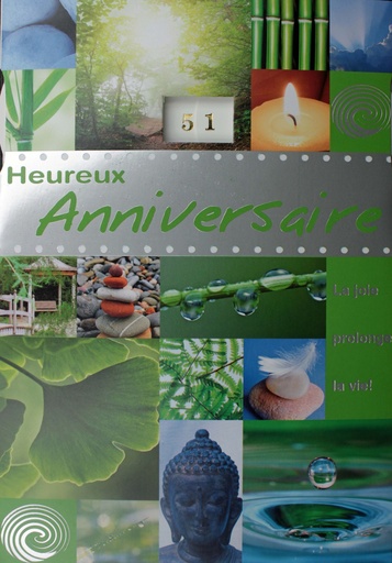 [CRT-50ANN32834] Carte double/cello+enveloppe - 'Heureux anniversaire' (120x170mm)