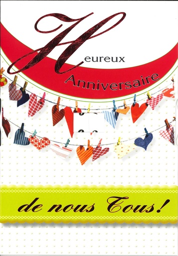 [CRT-50ANN32837] Carte double/cello+enveloppe - 'Heureux Anniversaire' (120x170mm)