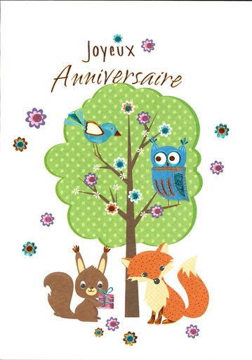 [CRT-50ANN33001] Wenskaart Joyeux Anniversaire - 12x17cm/cello+omslag