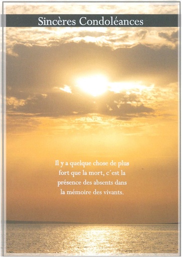[CRT-50CON10020] Dubbelkaart/omslag in cello - 12x17 cm - Sincères Condoléances - Il y a.
