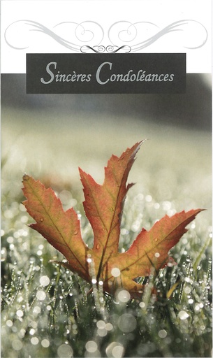 [CRT-50CON169] Carte double Sincères Condoléances - 9,5x16cm/cello+envelopp