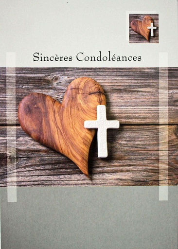 [CRT-50CON1696] Carte double Sincères Condoléances - 12x17cm - envelop/cello