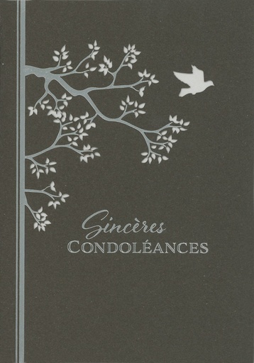 [CRT-50CON1766] Laserkarte Sincères Condoléances - 12x17cm/cello+Umschlag