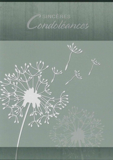 [CRT-50CON1834] Carte double - Sincères Condoléances - 12x17cm - envelop/cel