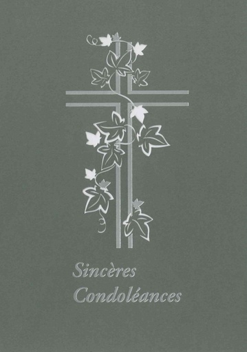 [CRT-50CON1843] Wenskaart laser Sincères condoléances - 12x17cm/cello+omslag