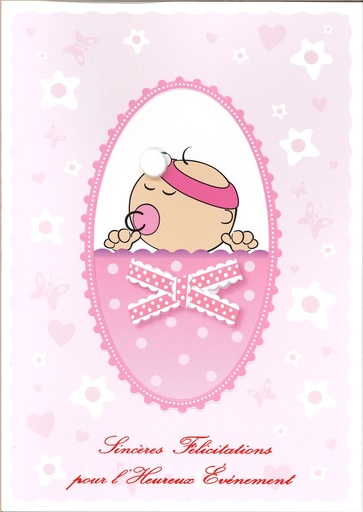 [CRT-50NAI32222] Carte double 'Sinc. Félic. pour ...' - 12x17cm/cello+envelop